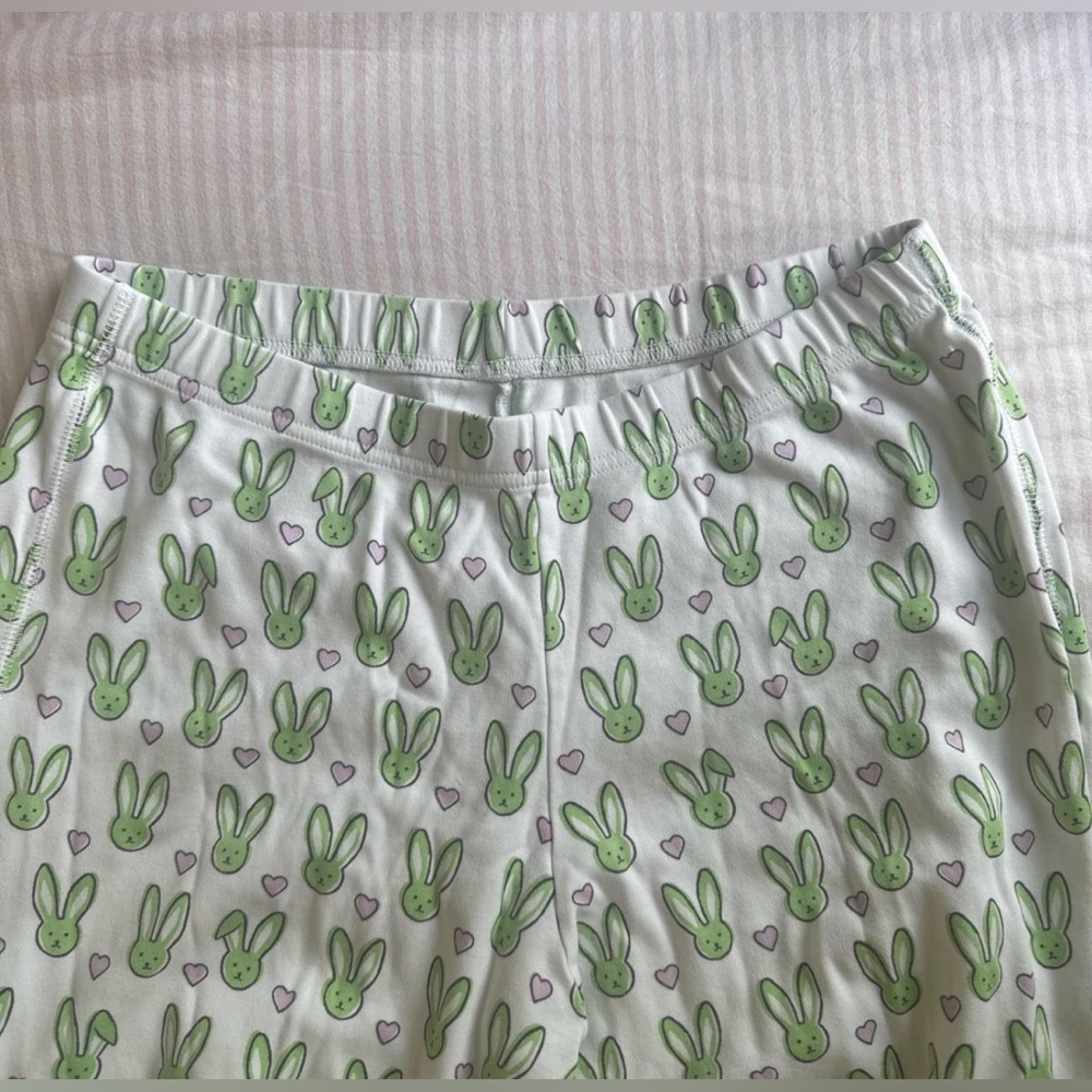 Roller Rabbit White and Green Bunny Heart Pajama Pants